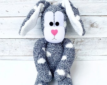 Boston the Sock Bunny (bunny soft toy, softie, sock softie, sock monkey, soft toy, sock toy, sock rabbit, rabbit soft toy) READY TO SHIP