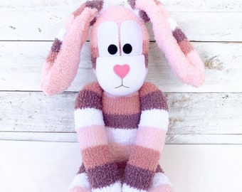 Bethany the Sock Bunny (bunny soft toy, softie, sock softie, sock monkey, soft toy, Easter, sock rabbit, rabbit soft toy) READY TO SHIP