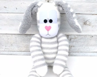 Brady the Sock Bunny (bunny soft toy, softie, sock softie, sock monkey, soft toy, Easter, sock rabbit, rabbit soft toy) MADE TO ORDER