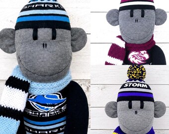 Rugby League Footy Sock Monkey - check available teams - *MADE TO ORDER*
