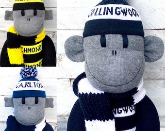 Aussie Rules Footy Sock Monkey - check available teams - *MADE TO ORDER*