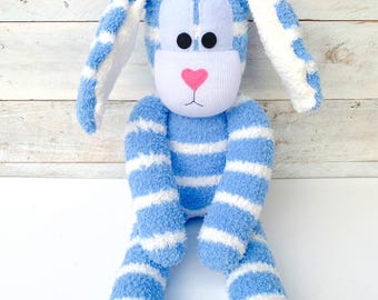 Barney the Sock Bunny - Easter (bunny soft toy, softie, sock softie, sock monkey, soft toy, sock rabbit, rabbit soft toy) READY TO SHIP
