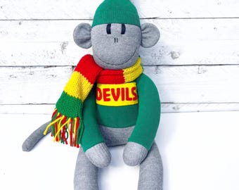 Tasmania Devil Sock Monkey – Handmade Footy Fan Gift - READY TO SHIP