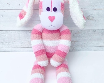 Blossom the Sock Bunny - Easter (bunny soft toy, softie, sock softie, sock monkey, soft toy, sock rabbit, rabbit soft toy) READY TO SHIP