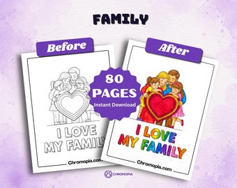 Family Coloring Pages Printable | Family Coloring Book Kids Adults | Quotes Holidays Adventures Coloring Sheets PDF