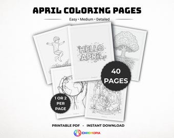 April Coloring Pages Printable PDF – 40 Spring-Themed Designs for Kids & Adults Easy to Detailed