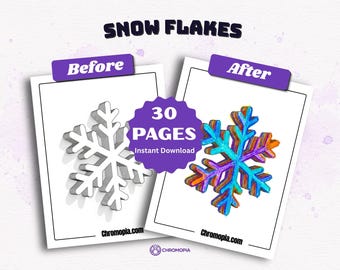 Snowflake Coloring Pages for Kids | Printable Winter 3D Snowflake Coloring Book | Funny Christmas Mandala Sheets PDF