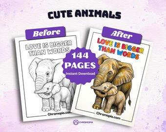 Cute Animals Coloring Pages Printable | Cute Animal Coloring Book Kids Adults | Pets Wild Sea Farm Coloring Sheets PDF