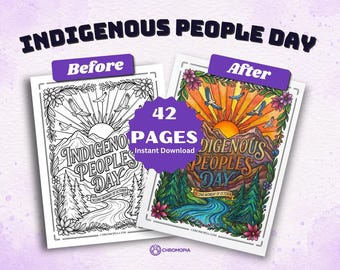 Indigenous Peoples Day Coloring Pages Printable – 42 Native American History, Culture Designs for Kids and Classrooms, Instant Download