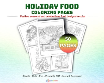 Holiday Food Coloring Pages Printable PDF – 50 Seasonal and Festive Food Designs for Kids & Adults