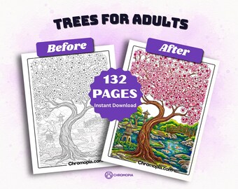 Tree Coloring Pages for Teens And Adults Printable | Trees Coloring Book Instant Download | Botanical Mandala Nature Coloring Sheets PDF