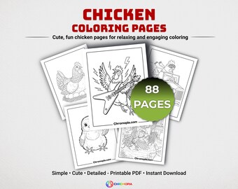 Chicken Coloring Pages Printable PDF – 88 Hen Rooster and Chick Designs for Kids & Adults Farm and Cute Styles