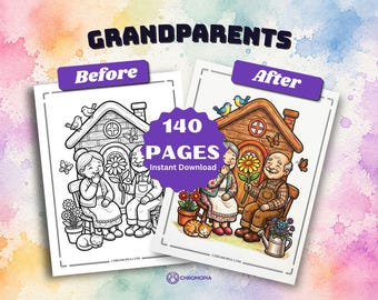 Grandparents Coloring Pages Printable PDF – 140 Heartwarming Family Designs for Adults & Kids, Instant Download