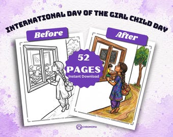 International Day of the Girl Child Coloring Pages Printable – 52 Girls Rights & Empowerment Designs for Kids, Instant Download