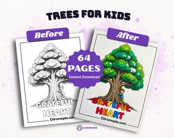 Easy Tree Coloring Pages for Kids Printable | Children Trees Coloring Book | Fun Seasons Characters Coloring Sheets PDF