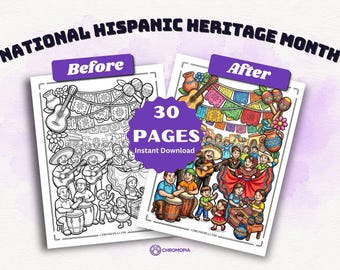 National Hispanic Heritage Month Coloring Pages Printable PDF – 30 Cultural Latino Celebration Designs, Instant Download