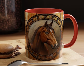 ステンドグラスの馬のマグカップ｜馬術アートコーヒーカップ