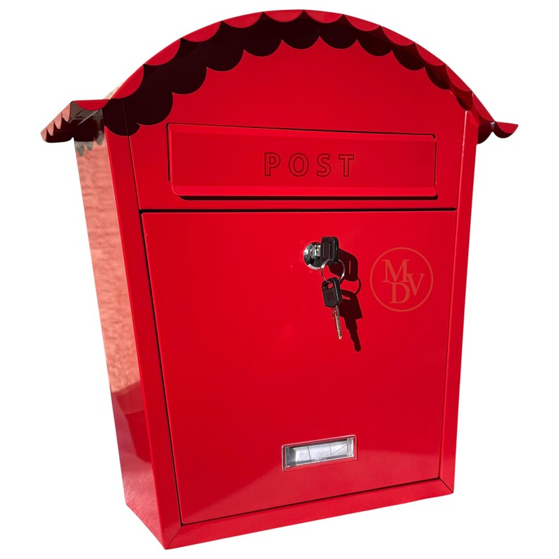 Red Post Box Lock Red Galvanised Steel Post Box | Lockable Wall Mounted Mailbox - Etsy UK