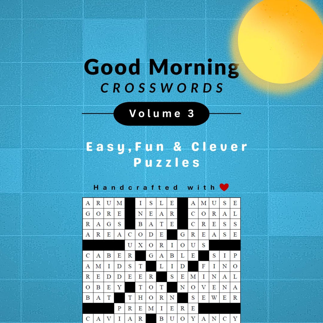 Easy Crossword Puzzle Book | Ready-to-print PDF File | Good Morning