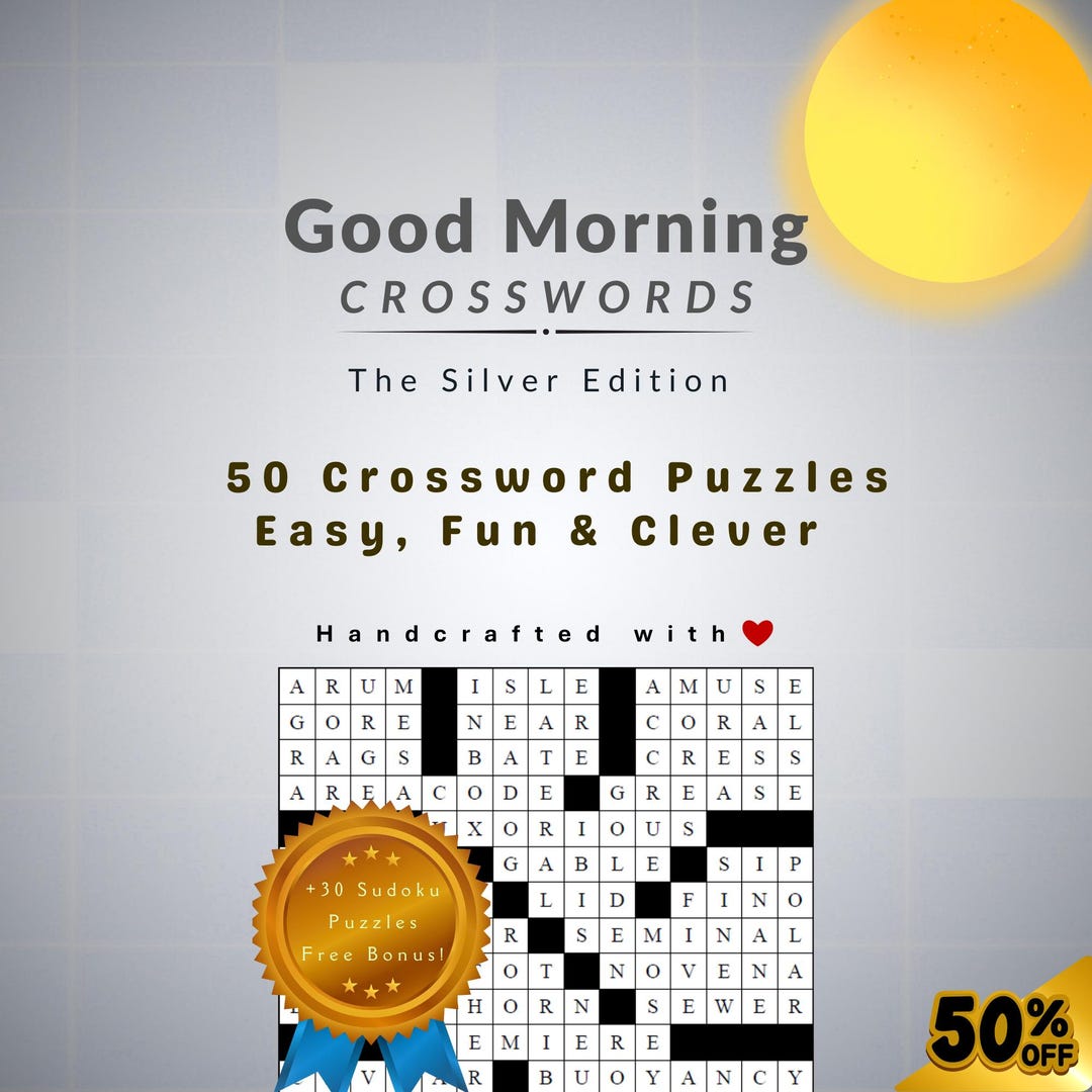 Easy Crossword Puzzle Book | Ready-to-print PDF | Good Morning