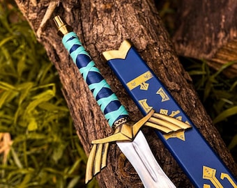 Legend of Zelda Master Sword Replica - Partial Tang Handmade Link Skyward Sword mit Scheide | Cosplay Requisite | Sammler zeigen Geschenk