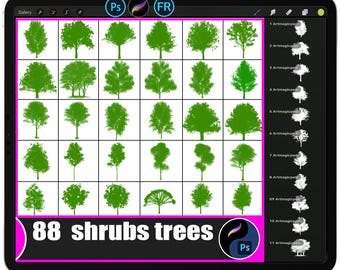 Strauch und Baum Stempel für Procreate und Photoshop | Landschaftspinsel