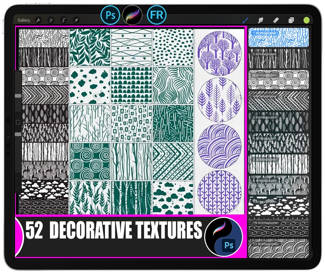 Nature & Geometric Procreate Texture Brushes | Seamless Pattern Brush ...
