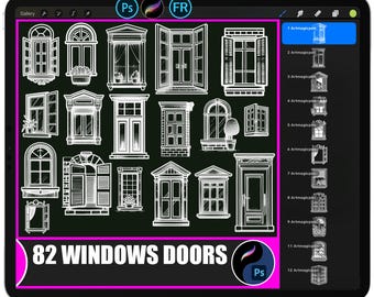 Architectural Window and Door Stamps | Procreate and Photoshop Brushes