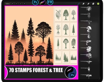 70 Forest and Tree Stamps | Procreate and Photoshop Brushes (Digital Download)