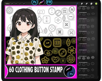洋服ボタンスタンプブラシ | Procreate、Photoshop（ABR/ブラシセット）