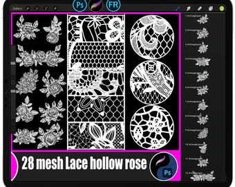 Rose Lace Procreate Stamps | Floral Embroidery Brushes (Photoshop & Procreate)