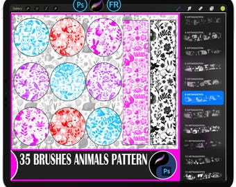 Woodland Animals Pattern Brushes | Nursery Fabric, Procreate, Photoshop (Brushset)