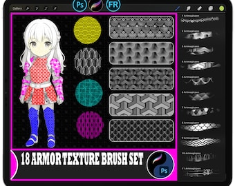 Armor Texture Brushes | Dragon Scale & Chainmail | Procreate, Photoshop (ABR/Brushset)
