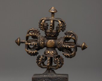 Bishwo Vajra Protection Tool | Handcrafted Copper Spiritual Artifact | Sacred Tibetan Dorje of Power and Wisdom | Vajra for Buddhist Rituals