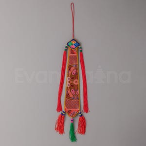 Tibetan Damaru Tail for Ritual Practice | Handcrafted Damaru Drum Accessory | Sacred Buddhist Drum Ornament for Meditation and Ceremonies