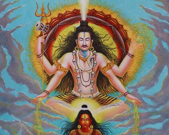 Shiva Parvati Thangka Print | Cosmic Union | Giclee Canvas