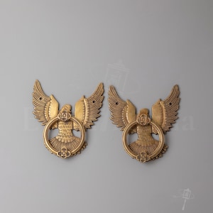 Türknauf-Set aus Messing mit Vogelmotiv | Handgefertigte dekorative Türbeschläge | Traditionelle, vom Adler inspirierte Griffe für Tempelwohnungen und Vintage-Interieurs