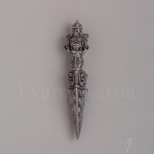 Tantric Buddhist Phurba | Tibetan Ritual Dagger Tool | Handcrafted Iron Vajrayana Artifact for Meditation and Sacred Practices
