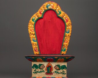 Tibetischer Holzthron | Heiliger Ständer für Buddha-Statuen und Rituale | Handgefertigter buddhistischer Altarsockel, spirituelle Dekoration für Zuhause