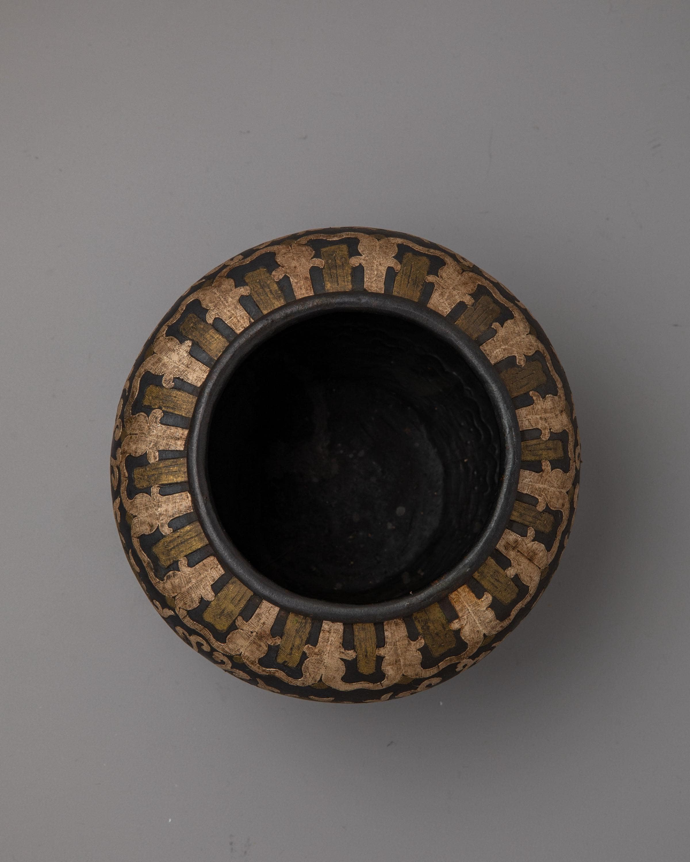 Tibetan Rice Offering Bowl | Silver Inlaid Iron Ritual Vessel for ...
