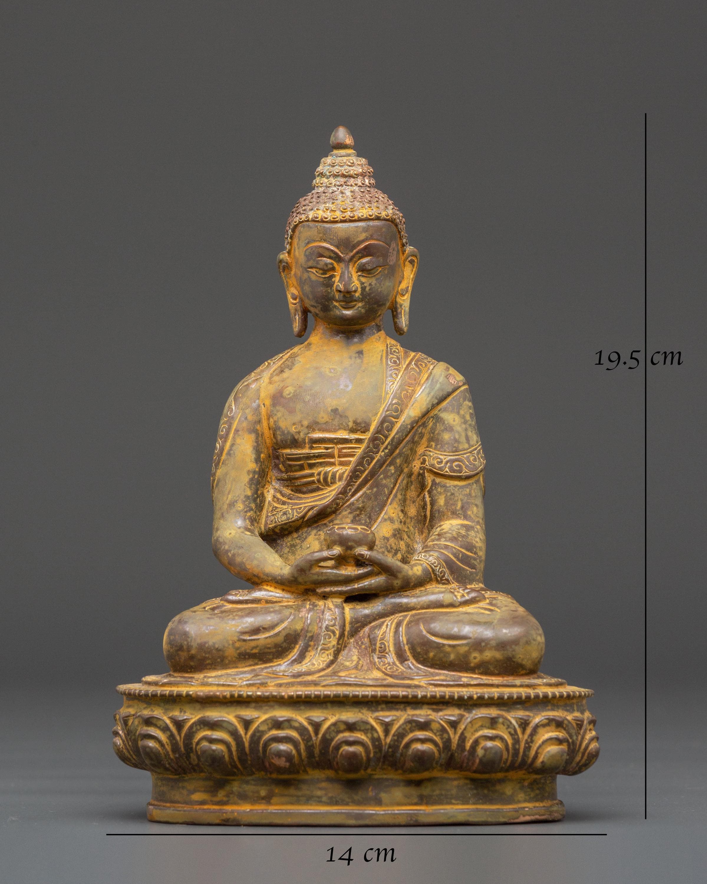 無量光菩薩像｜手作り銅製仏像｜平和、叡智、悟りの象徴｜ネパール製