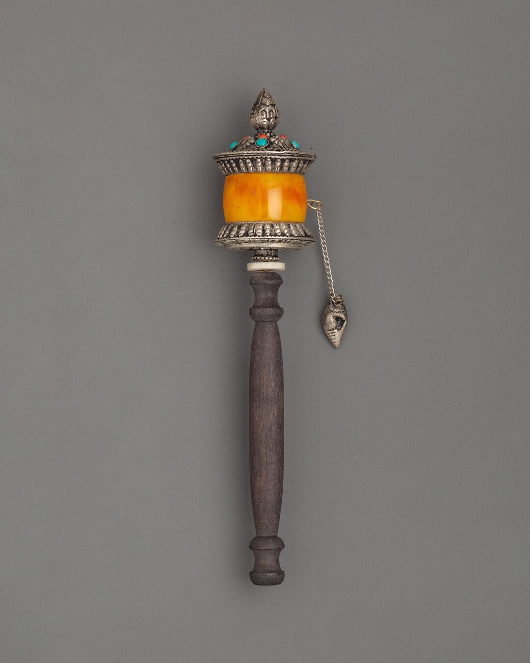 Tibetan Prayer Wheel With Amber Accent | Buddhist Meditation and Mantra ...