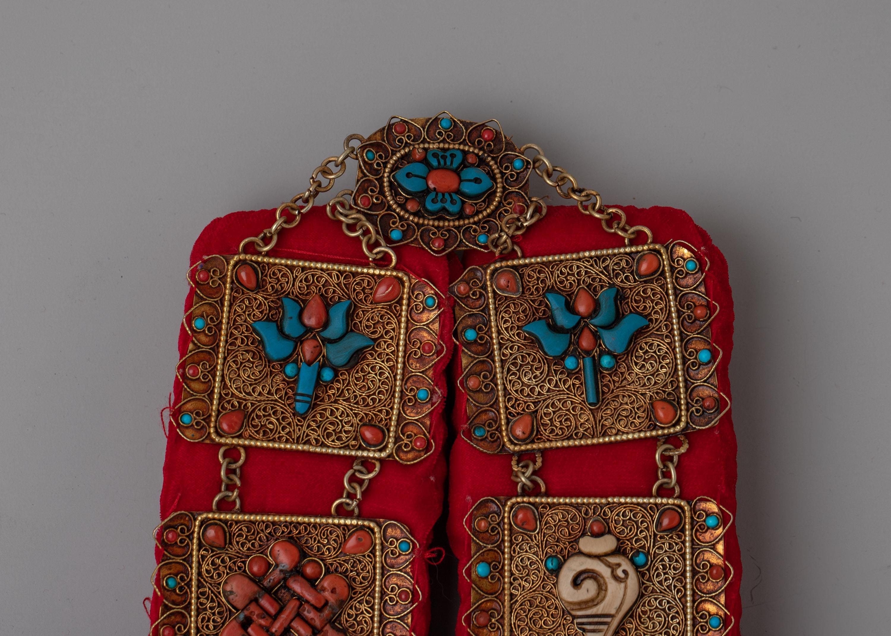 Tayo Newari Necklace | Nepalese Gold Plated Jewelry With Turquoise