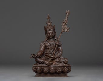 Oxidized Guru Rinpoche Art | Sacred Copper Sculpture of Padmasambhava for Shrine, Altar, and Dharma Decor | Spiritual Statue Made In Nepal