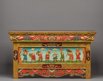 Hand-carved Tibetan Table (Chokchi) | Foldable Altar Table | | Traditional Furniture for Home Decor | Traditional Furniture for Room Decor