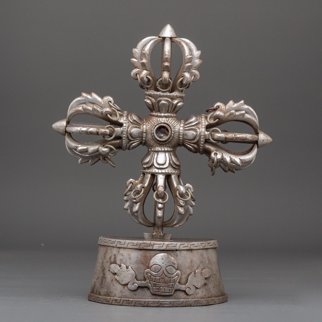 Vajra Ritual Buddhist Traditional Vishwo Vajra | Iron Double Vajra Ritual Symbol ...