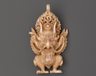 Handmade Garuda Bone Locket | Ethically Sourced Yak Bone Pendant | Tibetan Buddhist Amulet for Protection, Strength, and Spiritual Energy