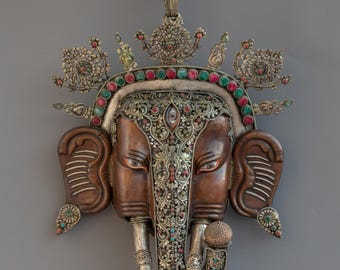 Big Ganesha Wall Hanging | Featuring the Divine Face of Ganesha | Handcrafted Spiritual Wall Art for Home, Altar and  Meditation Spaces