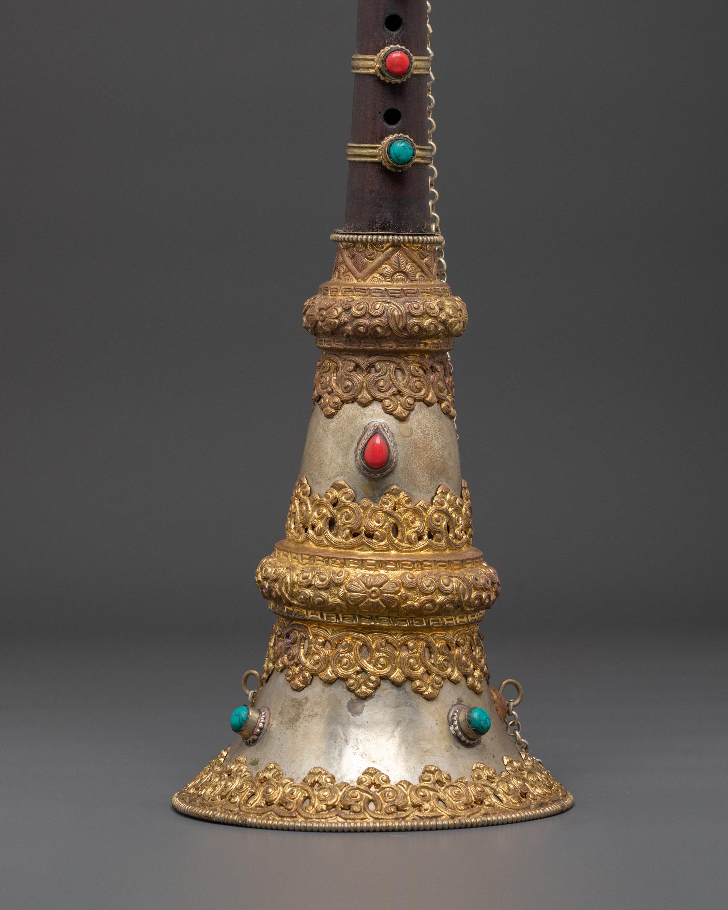 Traditional Gyaling Tibetan Ritual Trumpet | Handcrafted Brass 
