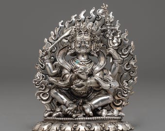 法の守護者白マハーカーラ像 | 金剛乗の道の守護者 | 精神的な保護と法